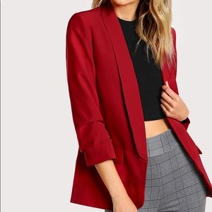NWOT Red Shawl Collar Tailored Blazer